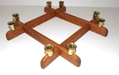 UNIQUE HANDCRAFTED CLARENCE R REINKE WOODEN 8 CANDLE CANDELABRA
