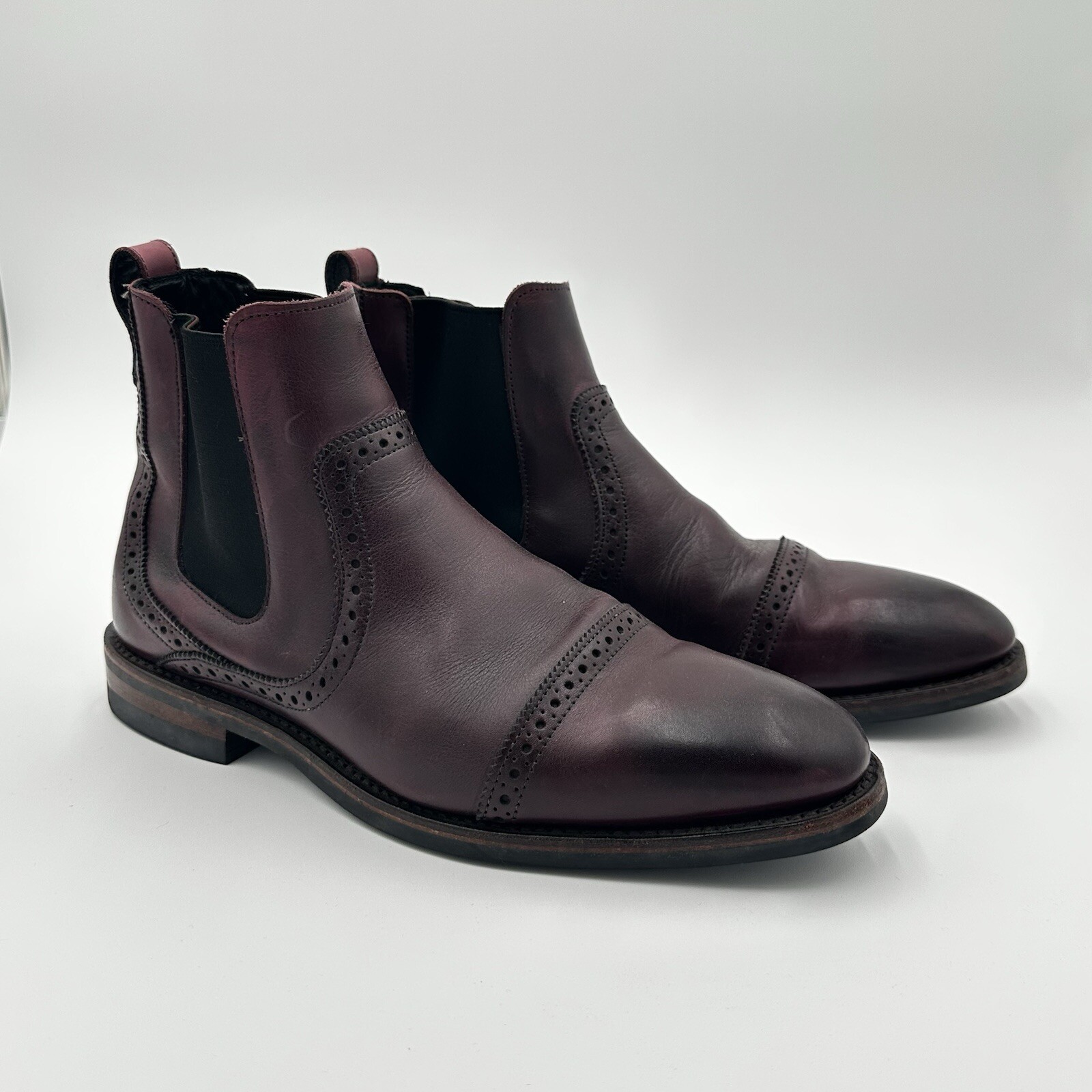 Allen Edmonds Lombard Cap Toe Chelsea Slip On Boot Merlot 9 D Dainite 4310 Magnanni Asher Leather Oxford Mens Dress Shoes 10.5M Brown  main image 3