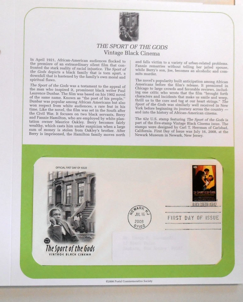 Black Cinema 2008 vintage 42¢ Sc 4336-4340 páginas PC, películas afroamericanas Foto 2 de 4