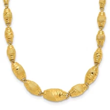 24K Yellow Gold & Diamond-cut 3mm-6mm Graduated Beaded Necklace Gift for Her