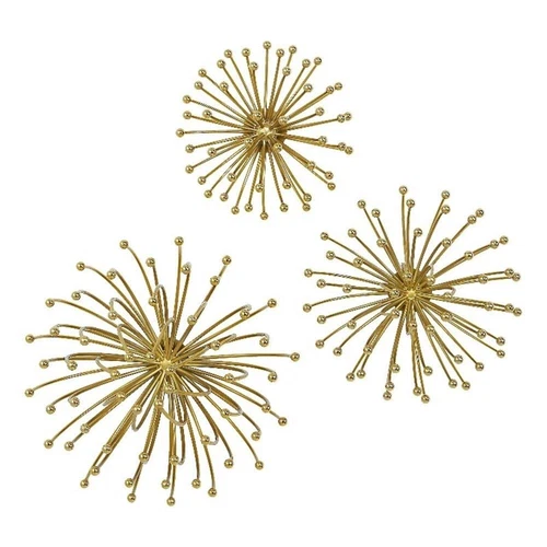 Uttermost Aga Contemporary Metal Wall Decor in Plated Gold (Set of 3) - Picture 1 of 6