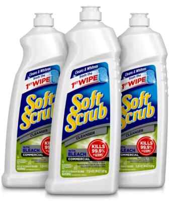 Soft Scrub Cleanerser with Bleach, Kills 99.9% Germs & Bacteria - 36 oz. 3-Pack