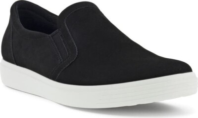 Ecco Soft classic women slip on sneakers Black Nubuck 8, EU39. New, Super Comfy
