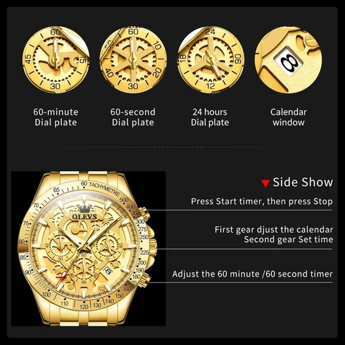 Waterproof Quartz Luminous OLEVS Business Luxury Men Watch Date Strap Gold Watch - Bild 2 von 25