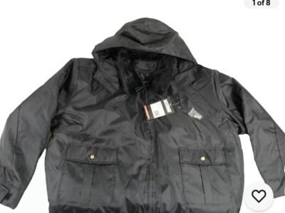 #ad NWT SAFEGUARD PJ35 PATROL DUTY JACKET SIZE 5XL BLACK ZIP IN OUT LINER BRASS P.D. $43.00