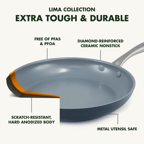 GreenPan Lima Hard Anodized Healthy Ceramic Nonstick 1QT and 2QT Saucepan Pot... - 第 4/9 張圖片