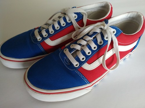 red and blue checkerboard vans old skool