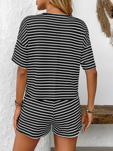 Ladies Summer 2PCS Set Tracksuit Shirts Shorts Casual Tops Loungewear Size 8-18 - Picture 11 of 15