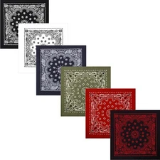 6 Pack of Variety Trainmen Bandana 27"x 27" Cotton Paisley - All Six Colors