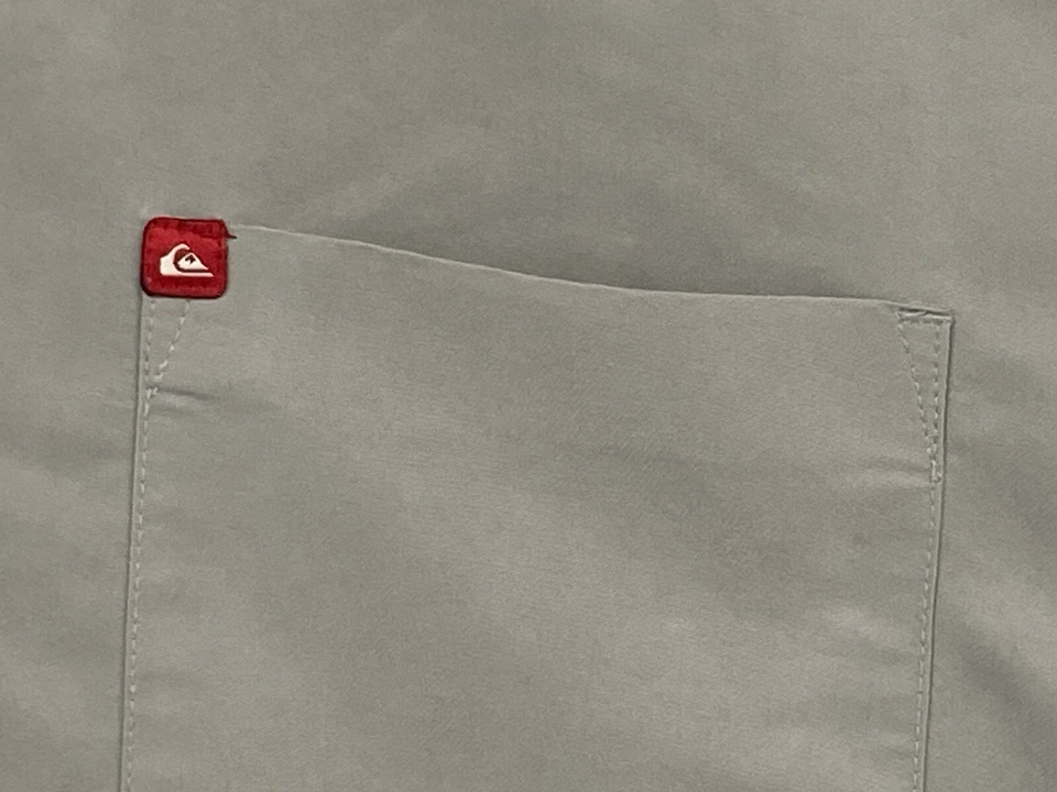 VTG Quicksilver Button Shirt Mens LARGE Gray Viscose Short Sleeve Camp Y2K Retro - Image 4 of 4