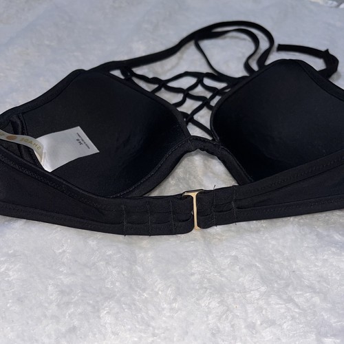 Shade and Shore Swim Wear Bra 34 B Black Underwire Padded Push-up Bikini Top - Picture 6 of 7