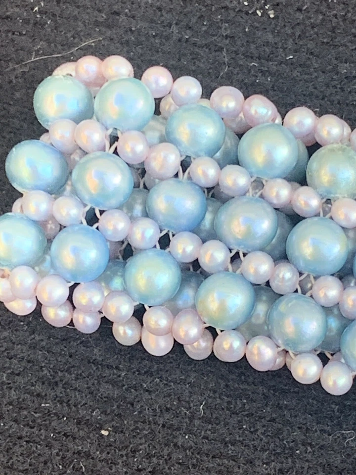 Collar Gargantilla Miguel Ases Azul Lavanda Perlas Agua Dulce Plata de Ley H4 Foto 3 de 4