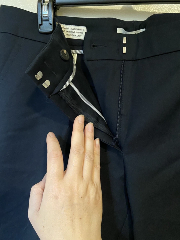 Calça social Peserico azul marinho algodão feita na Itália tamanho 50 - Imagem 3 de 4