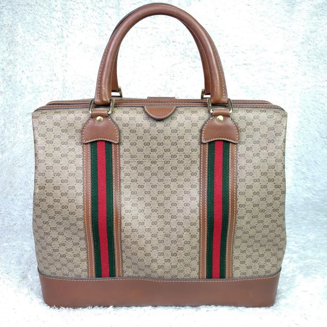 AUTHENTIQUE GUCCI sac à main vintage Boston Sherry GG beige PVC W15,3xH12,2xP8,2 pouces