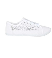 KIDS PUMPS SUMMER CANVAS SHOES TRAINERS PLIMSOLL LACE UP FLAT EMBROIDERED PUMP