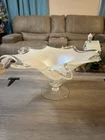 Vintage Murano Lustre Art Glass Freeform centrepiece compote bowl Vase MCM ITALY