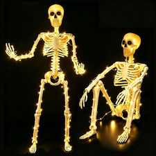 2 Pack 36 Inches 300 LED Light up Halloween Skeleton Full Body Posable Movable J