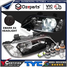 TYC Pair Headlights Black + LED Globes Holden Commodore VE Omega SS SV6 06~10