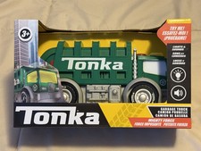 Tonka Mighty Force Green Garbage Truck w/ Realistic Lights  Sounds Lighted Cab