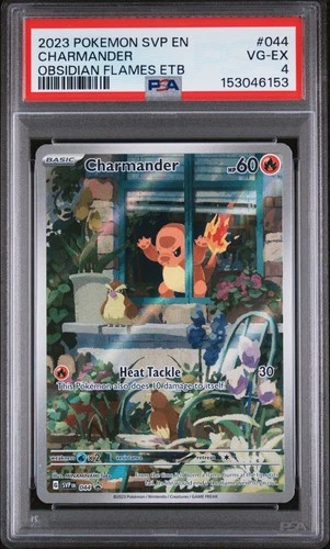2023 POKEMON SVP OBSIDIAN FLAMES ELITE TRAINER BOX #044 CHARMANDER PSA 4