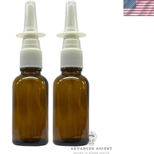 Quality Amber Glass Nasal Spray Bottles - UV Protection & Refillable, 2 Pack