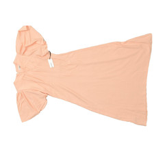 NWT Calvin Klein Women's Peach Crinkle Ruffle Flounce Sleeve Midi Dress Size 6