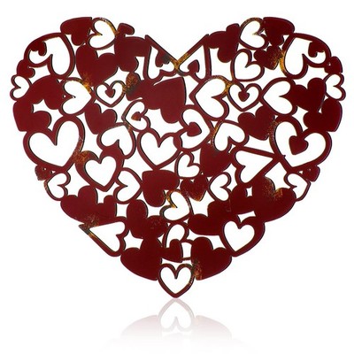 Moxweyeni Heart Metal Wall Decor Art Rustic Heart Wall Decor Wine Red Art Dec...