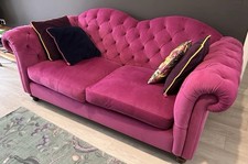 DFS Sofa Joules Windsor Chesterfield 3 Seater Pink with 4 Matching Cushions