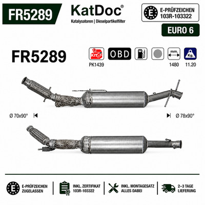   DPF Partikelfilter Citroen Jumpy Opel Vivaro Peugeot Expert Toyota Proace 2.0
