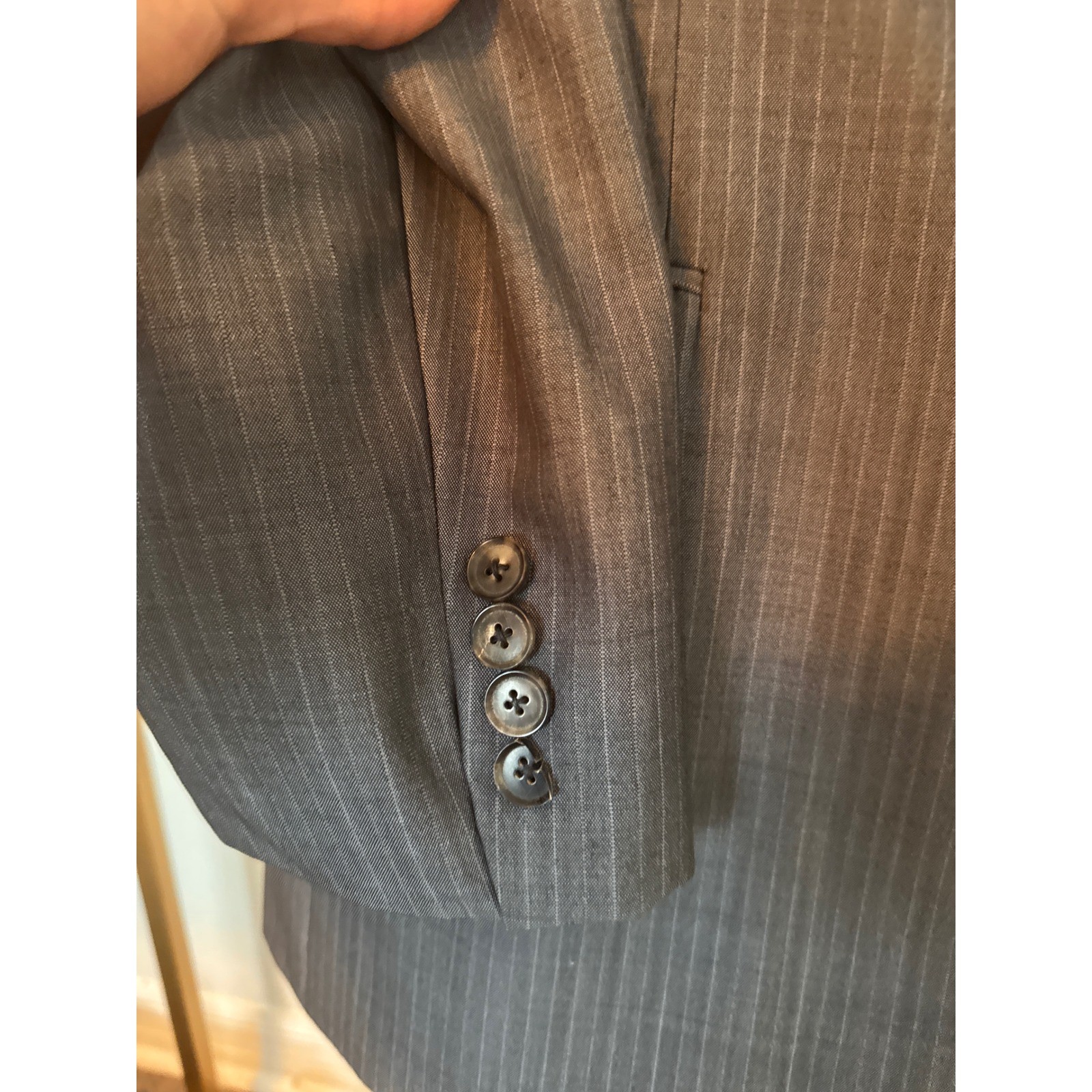 HUGO BOSS Sport Coat BlazerMen 46R Gray Pinstripe Blazer 3 Button Virgin Wool thumbnail 4