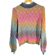 STRUT & BOLT rainbow chevron bishop sleeve wool blend womans sweater size M