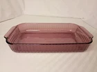 VTG Pyrex 233-S Cranberry RIBBED Baking Casserole Dish 3Qt 13x9x2 "See Details"