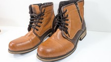 Tan / Brown Men's Lace Up Zip up Cap Toe Fashion Casual Dress Boot size 9