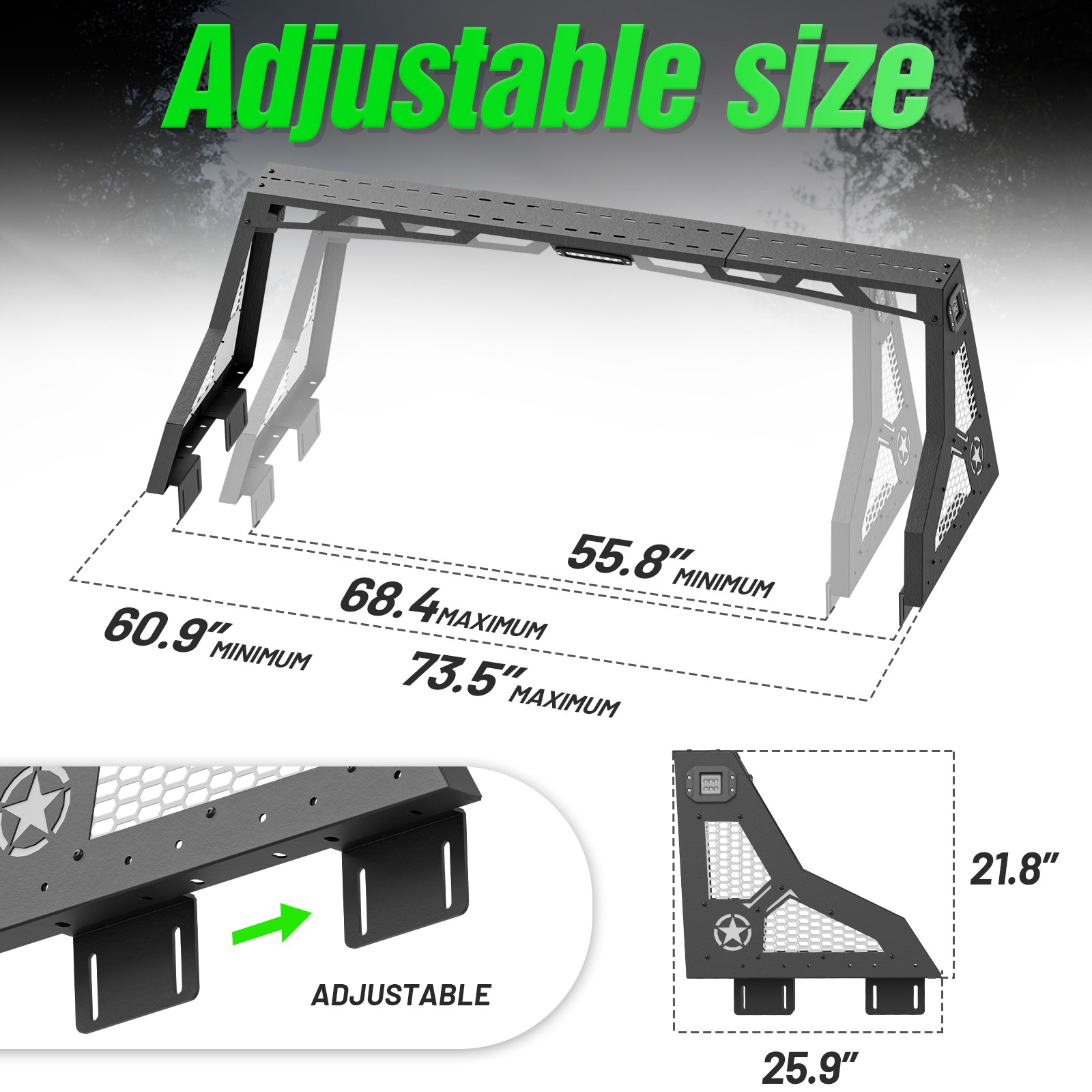For Titan/Frontier/Tundra/Colorado/Canyon/Tacoma Truck Adjustable Sport Roll Bar