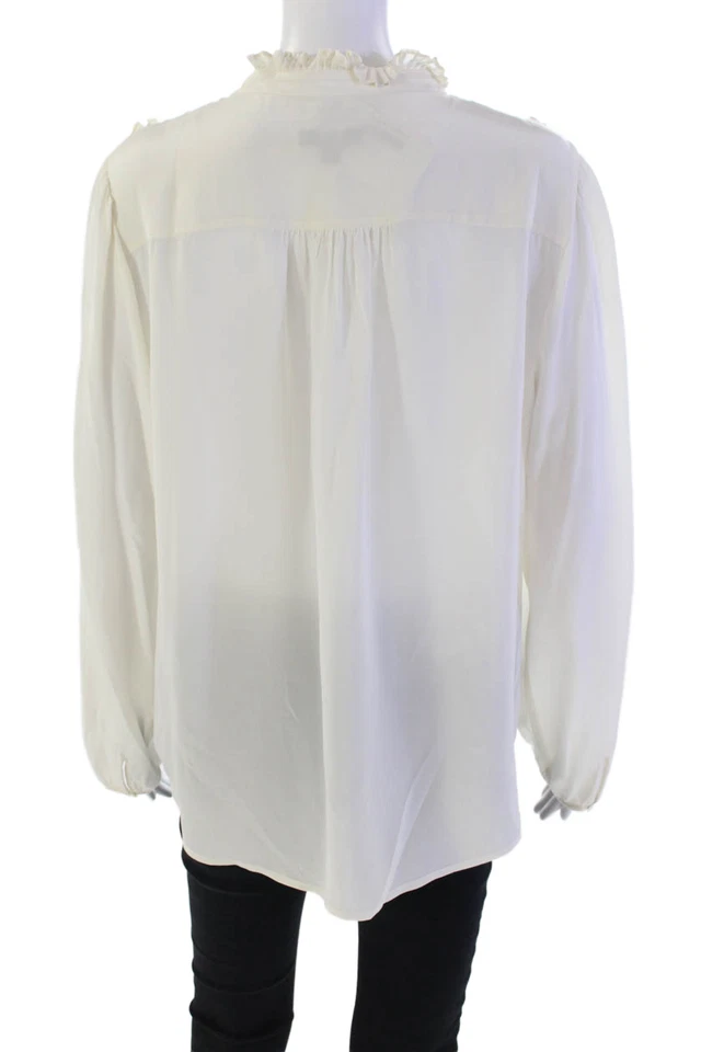 J Crew Womens Silk Pleated Long Sleeve Pullover Blouse Top Cream Size L - Image 3 of 4