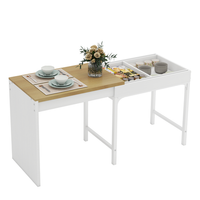 Ausziehbar Esstisch 80-160Cm KüChentische Esszimmertisch Holztisch Metallbeinen