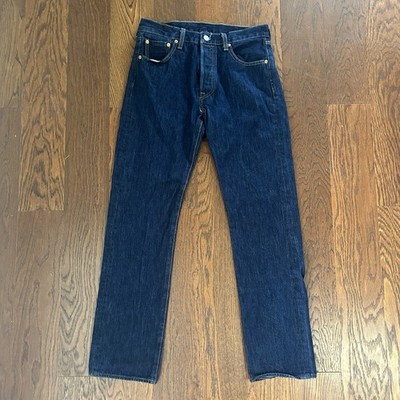 Levi s 501 Original Fit Jeans Mens 30x32 Dark Wash Button Fly Straight Leg