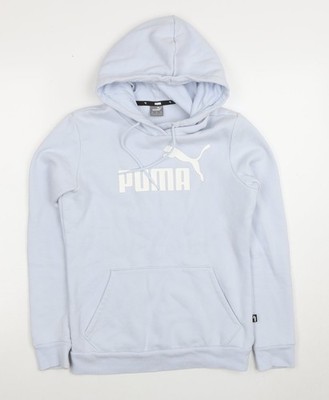 Puma Damen hellblau XS Pullover Hoodie Baumwollmischung Logo Sweatshirt