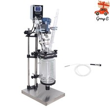 Digital Jacketed Chemical Glass Reactor Double Layers Lab Reaction Vessel 3L