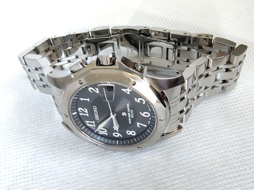 Seiko Brightz 7B22-0AC0 Date Titane Radio Vague Contrôle Solaire Hommes Montre - Photo 5 sur 8