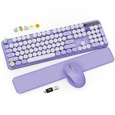 Wireless Keyboard and Mouse Combo - Cute Typewriter Keyboard with Detachable ...