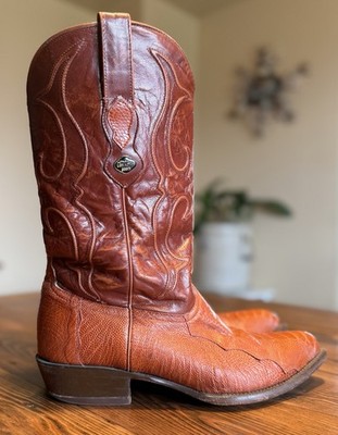 Los Altos Genuine Ostrich Leg Cognac Cowboy Boots Mens Size 10.5 EE Hand Made