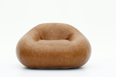 Vintage Brown Leather Inflatable Lounge Chair Single Seater Sofa 46x44x27in Home