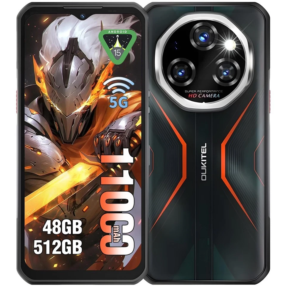 OUKITEL WP55 Pro 5G Android 15 Outdoor Handy 48GB+512GB 11000mAh Smartphone NFC