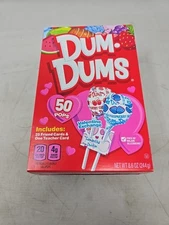 🔴One Box Dum Dums Valentine Lollipop 50 Pops 25 Friend Cards New expires 9/2027
