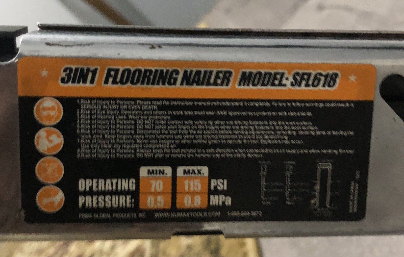 Used Numax Pneumatic 3in1 15.5/16 Gauge 2″ Flooring Nailer Stapler