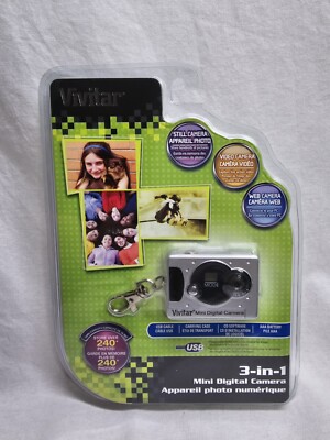 Vivitar: 3 In 1 - Mini Digital Camera - Brand New - Photo, Video, Web Cam-Silver