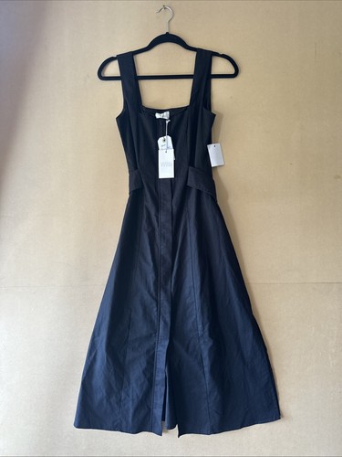 Willa Sz 8 Cotton black Linen Blend Maxi Dress hidden zip Boho Beach BNWT - Picture 2 of 10