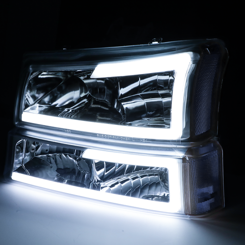 [LED LIGHT BAR DRL]Chrome Headlight Bumper Lamp for 03-06 Silverado 1500-3500 4P - Picture 5 of 10