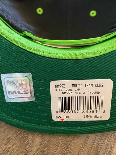 NEW adidas MLS MAJOR LEAGUE SOCCER SEATTLE SOUNDERS FC HAT CAP SNAPBACK BLK GRN - Picture 5 of 5